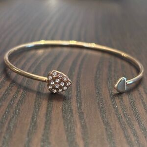 Gold Tone Heart Bangle Bracelet